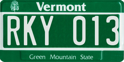 VT license plate RKY013