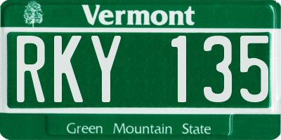 VT license plate RKY135