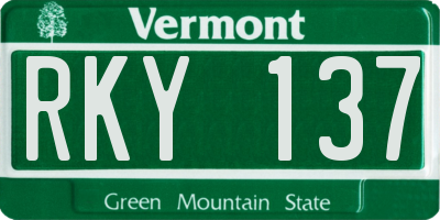 VT license plate RKY137