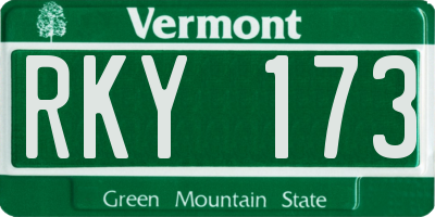 VT license plate RKY173