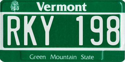 VT license plate RKY198
