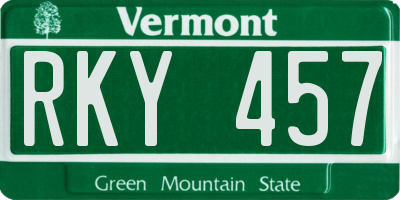 VT license plate RKY457