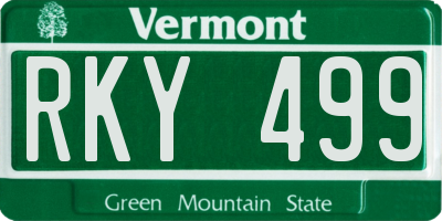 VT license plate RKY499