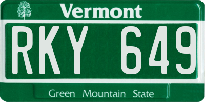 VT license plate RKY649