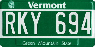 VT license plate RKY694