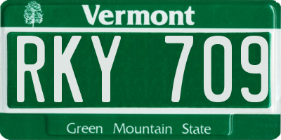 VT license plate RKY709