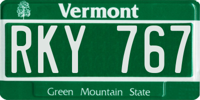 VT license plate RKY767