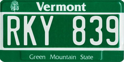 VT license plate RKY839