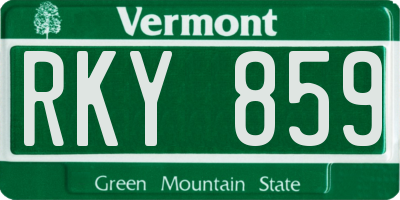 VT license plate RKY859
