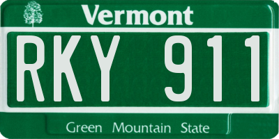 VT license plate RKY911