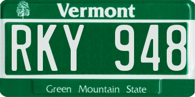 VT license plate RKY948