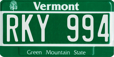 VT license plate RKY994