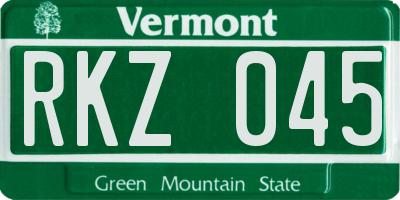 VT license plate RKZ045