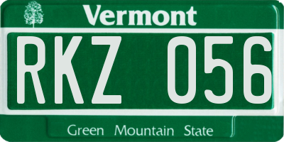 VT license plate RKZ056