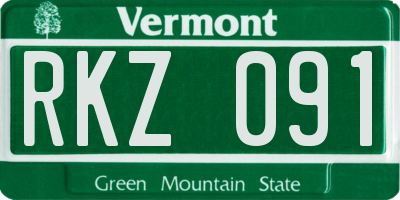 VT license plate RKZ091