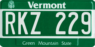 VT license plate RKZ229