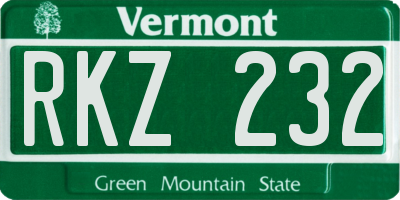 VT license plate RKZ232