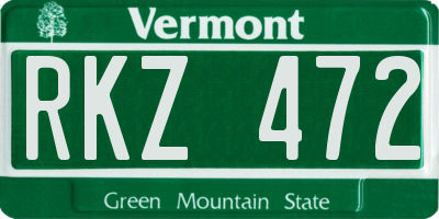 VT license plate RKZ472