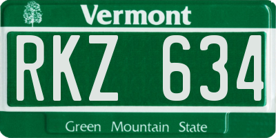 VT license plate RKZ634