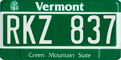 VT license plate RKZ837