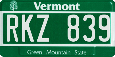 VT license plate RKZ839
