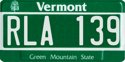 VT license plate RLA139