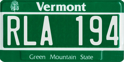 VT license plate RLA194