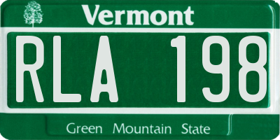 VT license plate RLA198