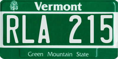VT license plate RLA215