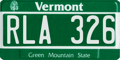 VT license plate RLA326