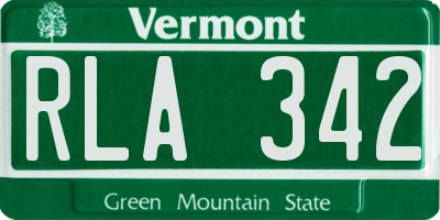 VT license plate RLA342