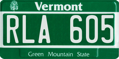 VT license plate RLA605