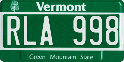 VT license plate RLA998