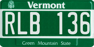 VT license plate RLB136