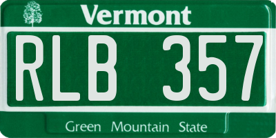 VT license plate RLB357