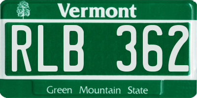 VT license plate RLB362