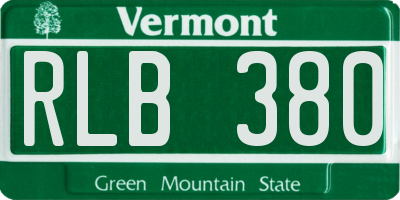 VT license plate RLB380
