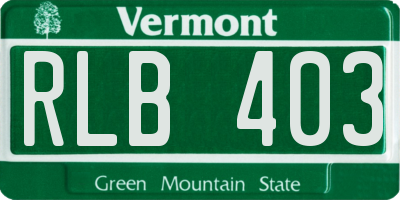 VT license plate RLB403