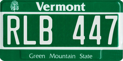 VT license plate RLB447