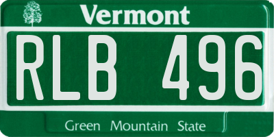 VT license plate RLB496