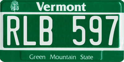 VT license plate RLB597