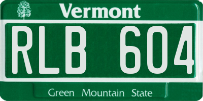 VT license plate RLB604