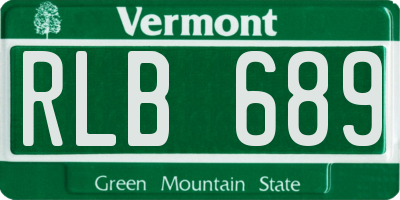 VT license plate RLB689