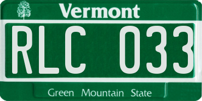 VT license plate RLC033
