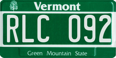VT license plate RLC092