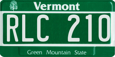 VT license plate RLC210