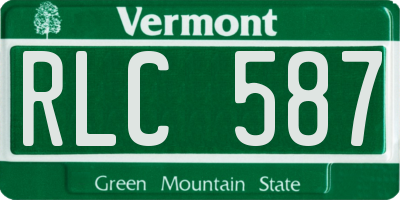 VT license plate RLC587