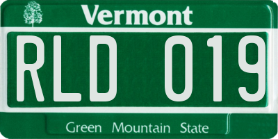 VT license plate RLD019