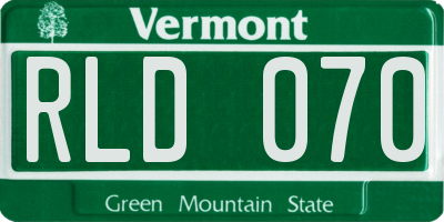 VT license plate RLD070