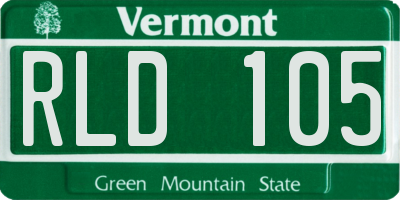 VT license plate RLD105